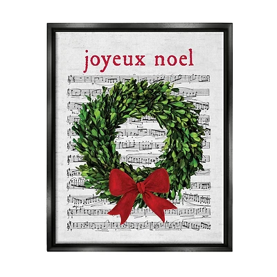Stupell Industries Joyeux Noel Vintage Song Framed Floater Canvas Wall Art