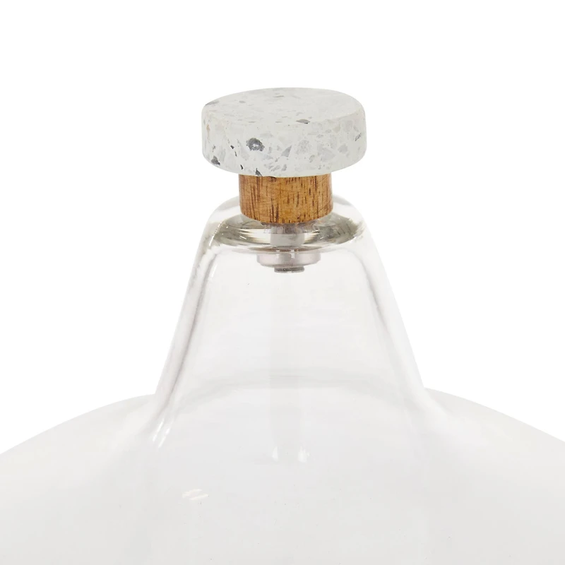 White Stoneware and Glass Contemporary Cake Stand with Cloche, 11" x 9" x 9"