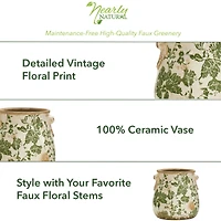 10" Tuscan Ceramic Green Scroll Planter