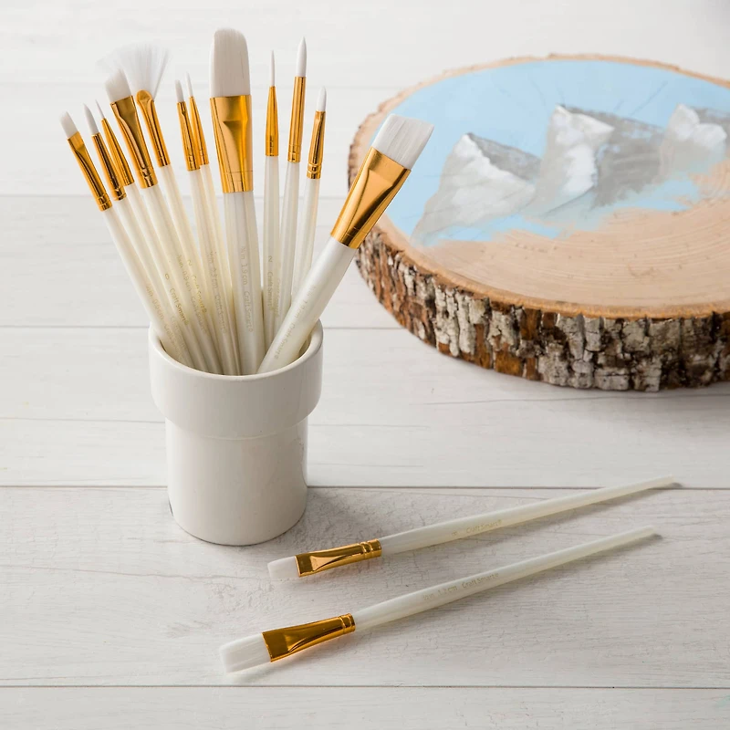 6 Pack: White Taklon Brush Pack by Craft Smart®