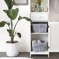 DII® Medium Antique White Chicken Wire Basket with French Blue & White Gingham Check Liner, 2ct.