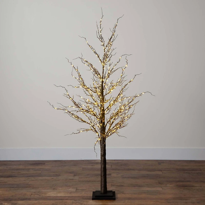 5ft. Pre-Lit Artificial Christmas Twig Tree, Warm White LED Lights