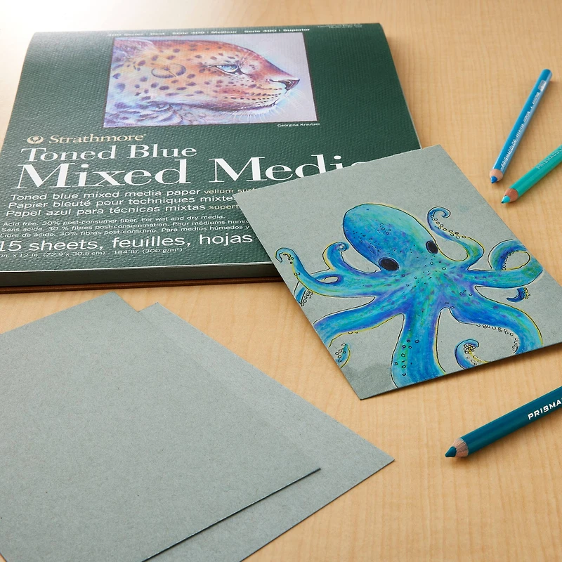 Strathmore® 400 Series Recycled Toned Blue Mixed Media Paper Pad