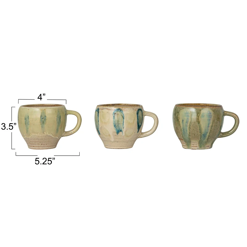 Hello Honey® 12oz. Green & Blue Geometric Stoneware Mug Set