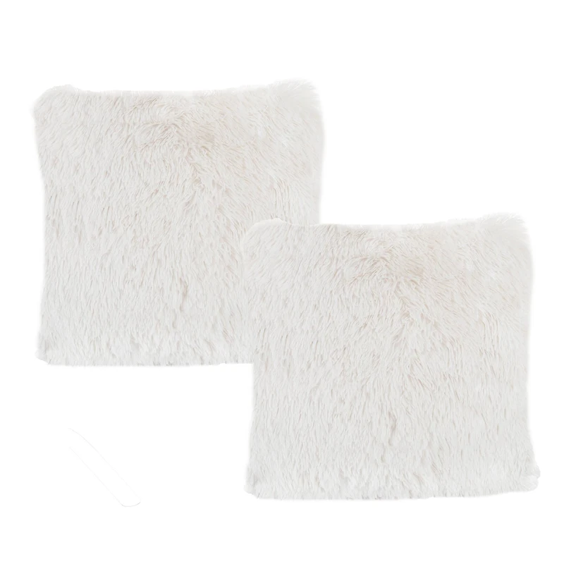 Hastings Home White Faux Fur Shag Pillows, 2ct.