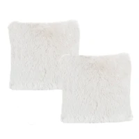 Hastings Home White Faux Fur Shag Pillows, 2ct.