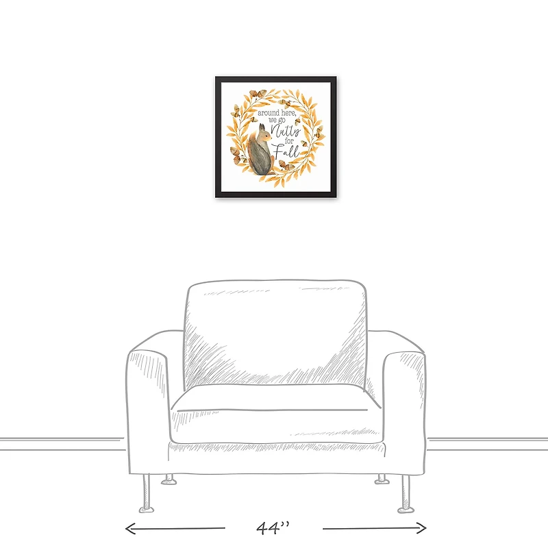 Nutty For Fall Canvas Wall Art with Black Frame