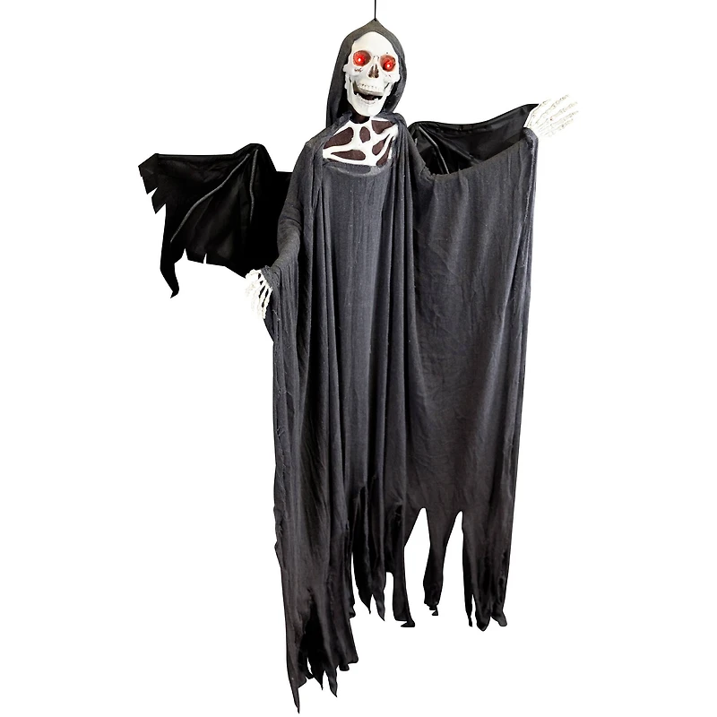 66" Pre-Lit Black & Red Sonic Skeletal Reaper with Wings Halloween Décor