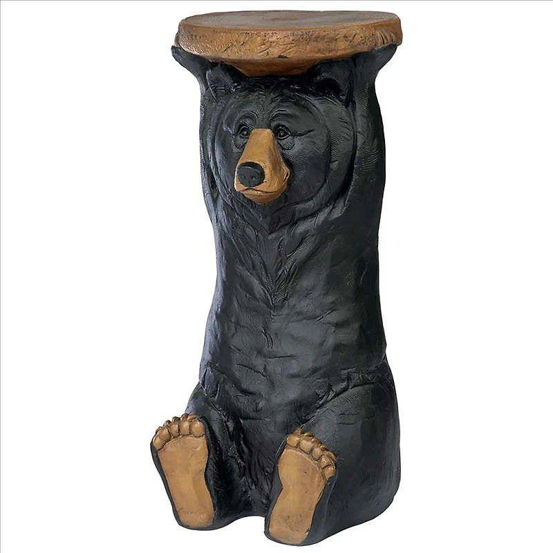 Design Toscano 24" Black Forest Bear Pedestal Table