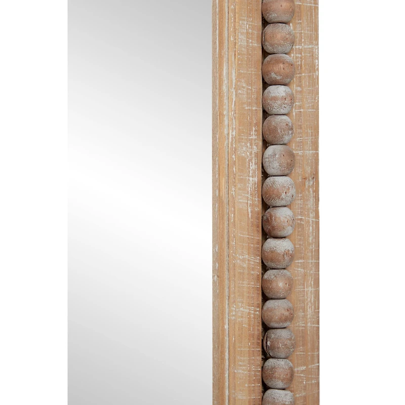 48" Light Brown Boho Style Wood Wall Mirror