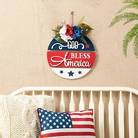 Glitzhome® 14" God Bless America Round Sign