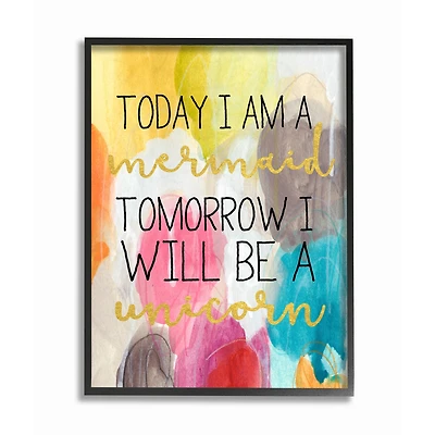 Stupell Industries Today Mermaid Tomorrow Unicorn in Frame Wall Art