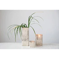 Hello Honey® 11" Silver Crosshatch Textured Mercury Glass Vase