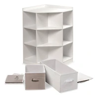 Badger Basket White Corner Cubby Storage Unit With Reversible Baskets