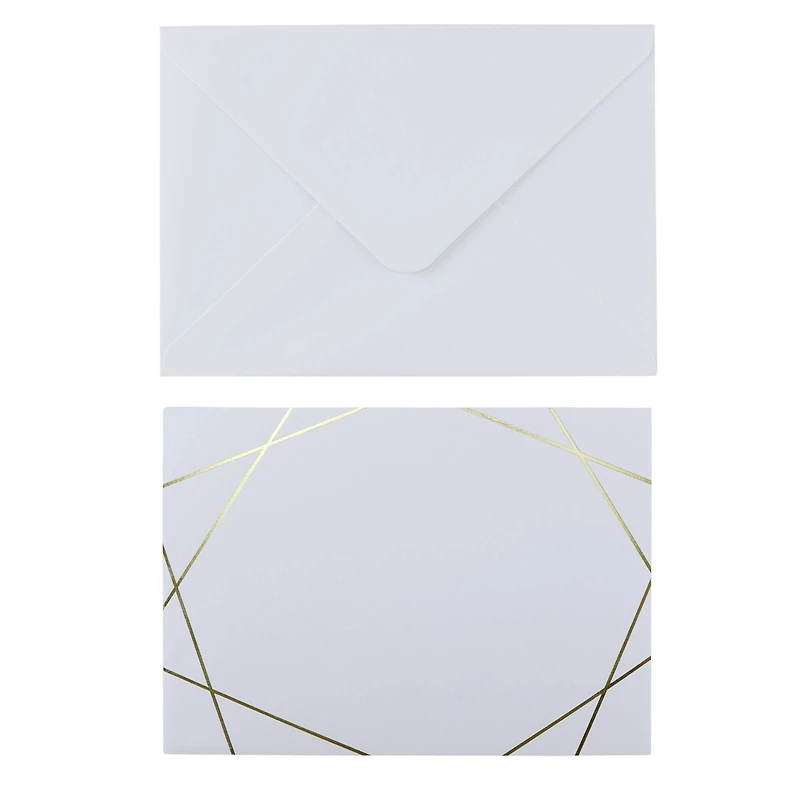 9 Packs: 40 ct. (360 total) White & Gold Foil Flat Cards & Envelopes by Recollections™, 5" x 7"