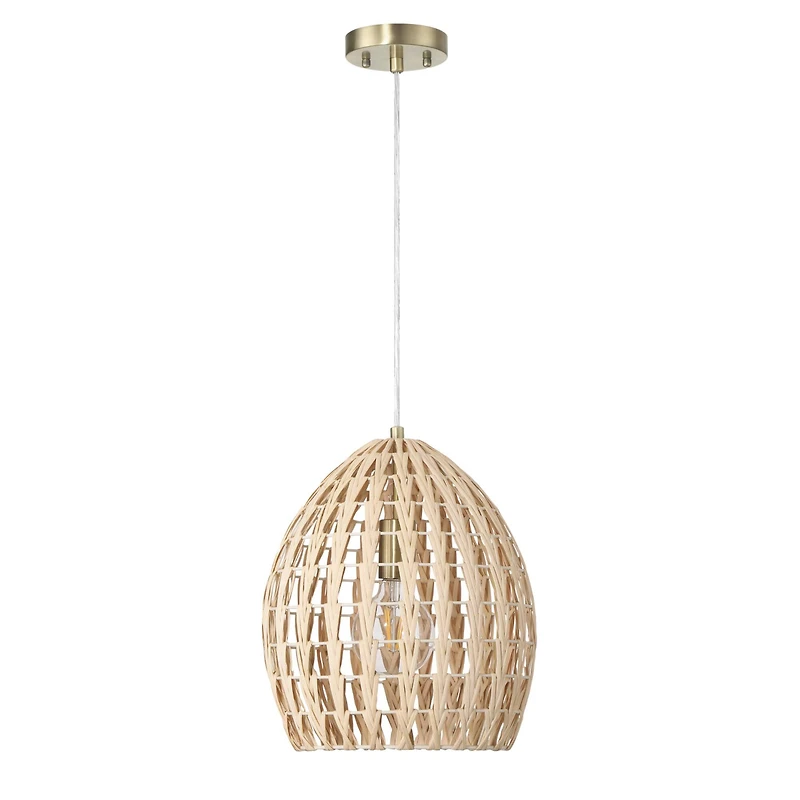 Hello Honey® Persephone Natural Metal & Handwoven Rattan Ceiling Light