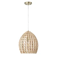 Hello Honey® Persephone Natural Metal & Handwoven Rattan Ceiling Light