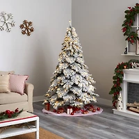 7ft. Pre-Lit Flocked Austria Fir Artificial Christmas Tree, White LED Lights