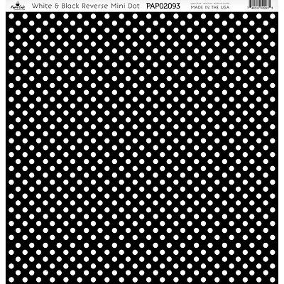 Paper Café White & Black Reverse Mini Dot 12" x 12" Cardstock, 15 Sheets
