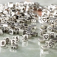 Rhodium Number & Heart Plastic Craft Beads, 8mm by Bead Landing™