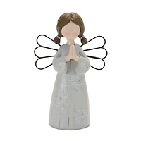 6" Floral Etched Angel Figurine Set