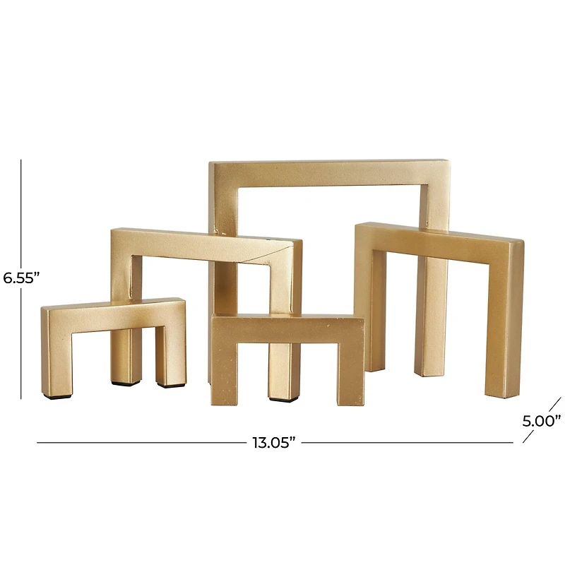 13" Gold Metal Geometric Abstract Square Arched Sculpture