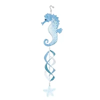 38" Blue Swirl Wind Spinner Metal Seahorse & Starfish Windchime