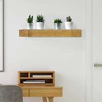 36" Brown Floating Wall Shelf with Drawer