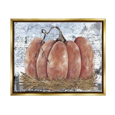 Stupell Industries Abstract Pumpkin Collage Framed Floater Canvas Wall Art