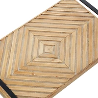 Brown Ribbed Wood Farmhouse Tray Set