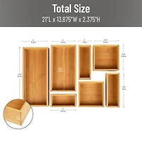 Mind Reader 7-Piece Bamboo Drawer Organizer Set, Brown