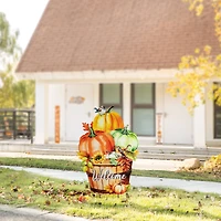 Glitzhome® 30.25" Fall Metal Pumpkins with Barrel Yard Stake
