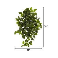 36" UV Resistant Artificial Pothos Hanging Plant, 2ct.