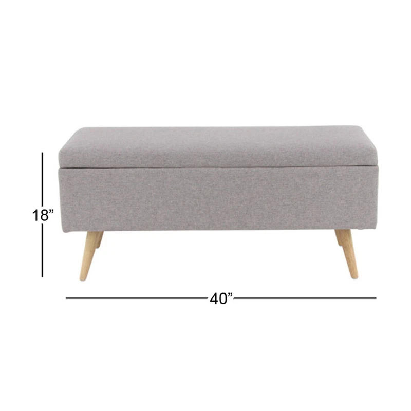 40" Modern Rectangular Gray Polyester Storage Bench