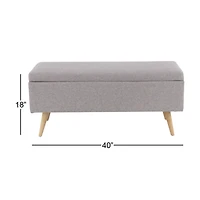 40" Modern Rectangular Gray Polyester Storage Bench