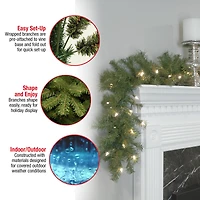 9' x 10" Pre-lit Norwood Fir Artificial Christmas Garland with 50 Concave Soft White LED Lights