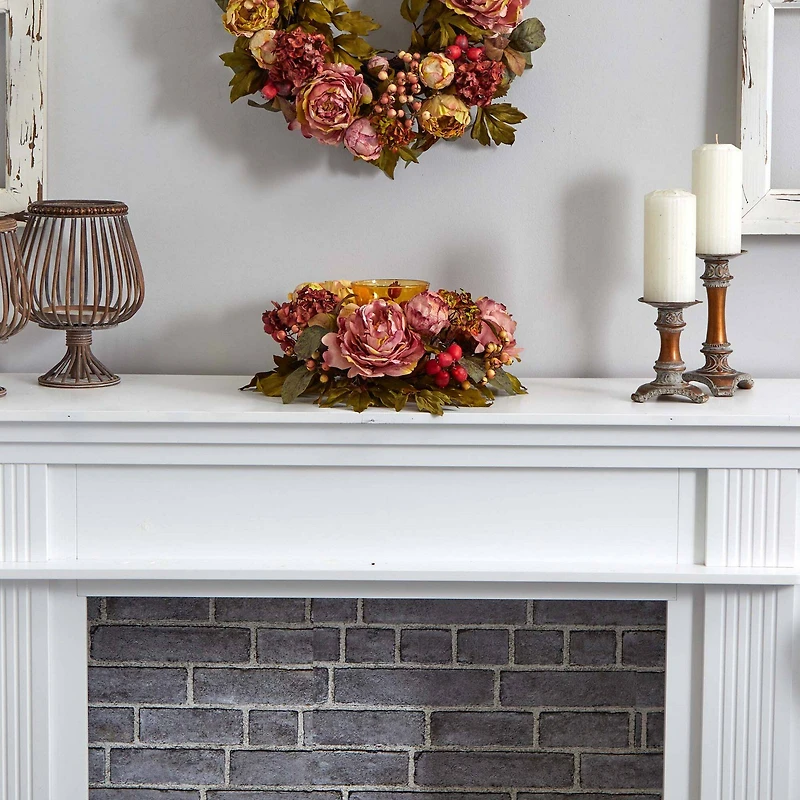 6.5" Peony & Hydrangea Candelabrum