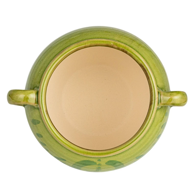 Hello Honey® 10.75" Green Hand-Painted Terra Cotta Urn with Reactive Glaze