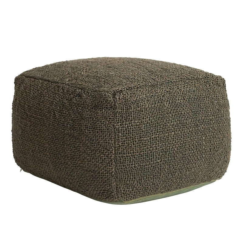 Hello Honey® 26" Olive Green Handwoven Jute & Cotton Pouf Ottoman