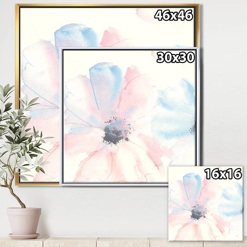Designart - Pink Shabby Floral I - Shabby Chic Framed Canvas