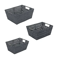 Simplify Charcoal Rattan Tote Basket Set, 3ct.