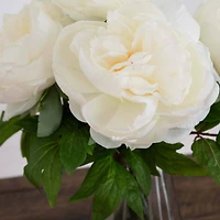 16" White Peony Arrangement in Glass Vase