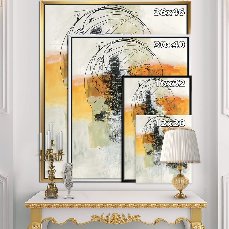 Designart - Abstract Composition of Glamorous Yellow and Black