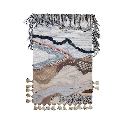 Hello Honey® Multicolor Varying Pile Embroidered Cotton Blend Wall Hanging with Wooden Hanger