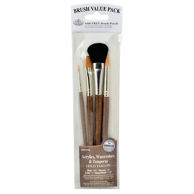 Royal & Langnickel® Zip N' Close Golden Taklon 4 Piece Mop Brush Set