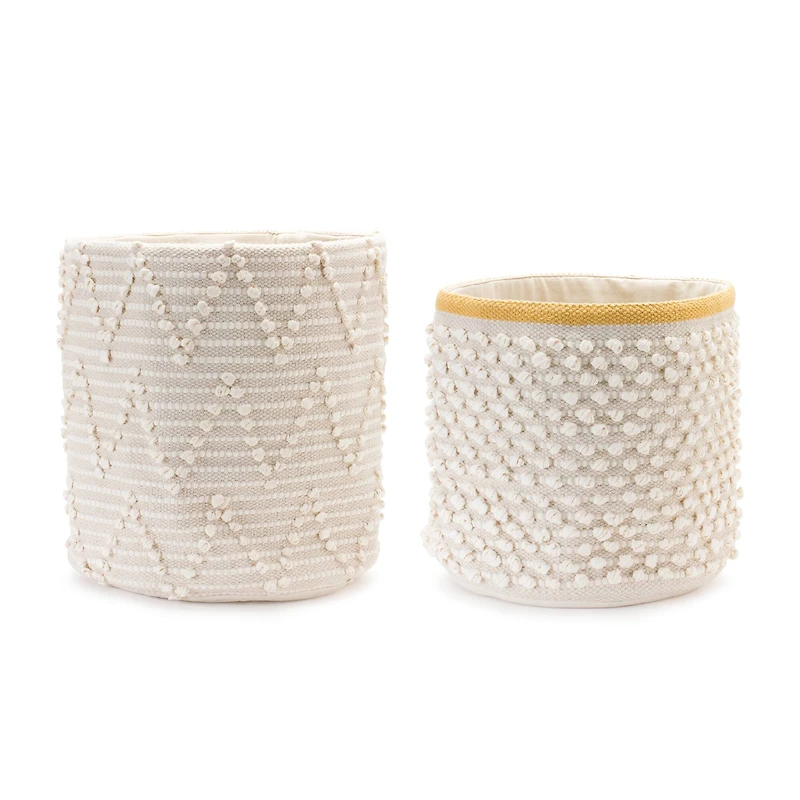 White Woven Cotton Basket Set