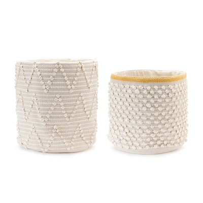 White Woven Cotton Basket Set