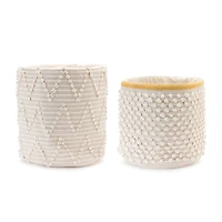 White Woven Cotton Basket Set