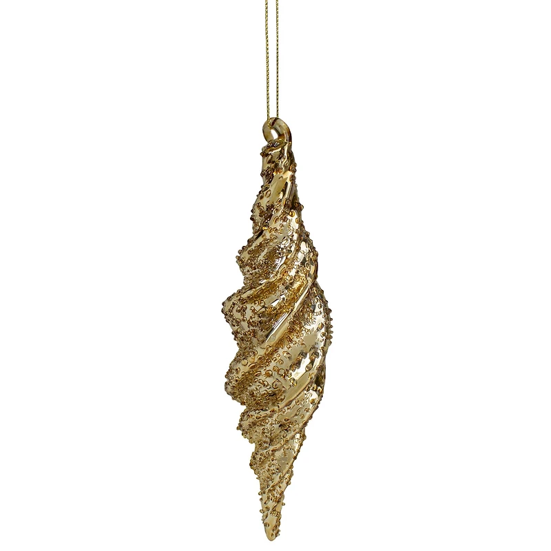 8.5" Shiny Gold Textured Finial Christmas Ornament