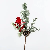 12" Glitter Pine, Red Berry & Cardinal Pick by Ashland®